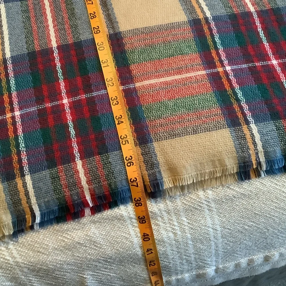 Tan Plaid Blanket Scarf - Picture 4 of 6